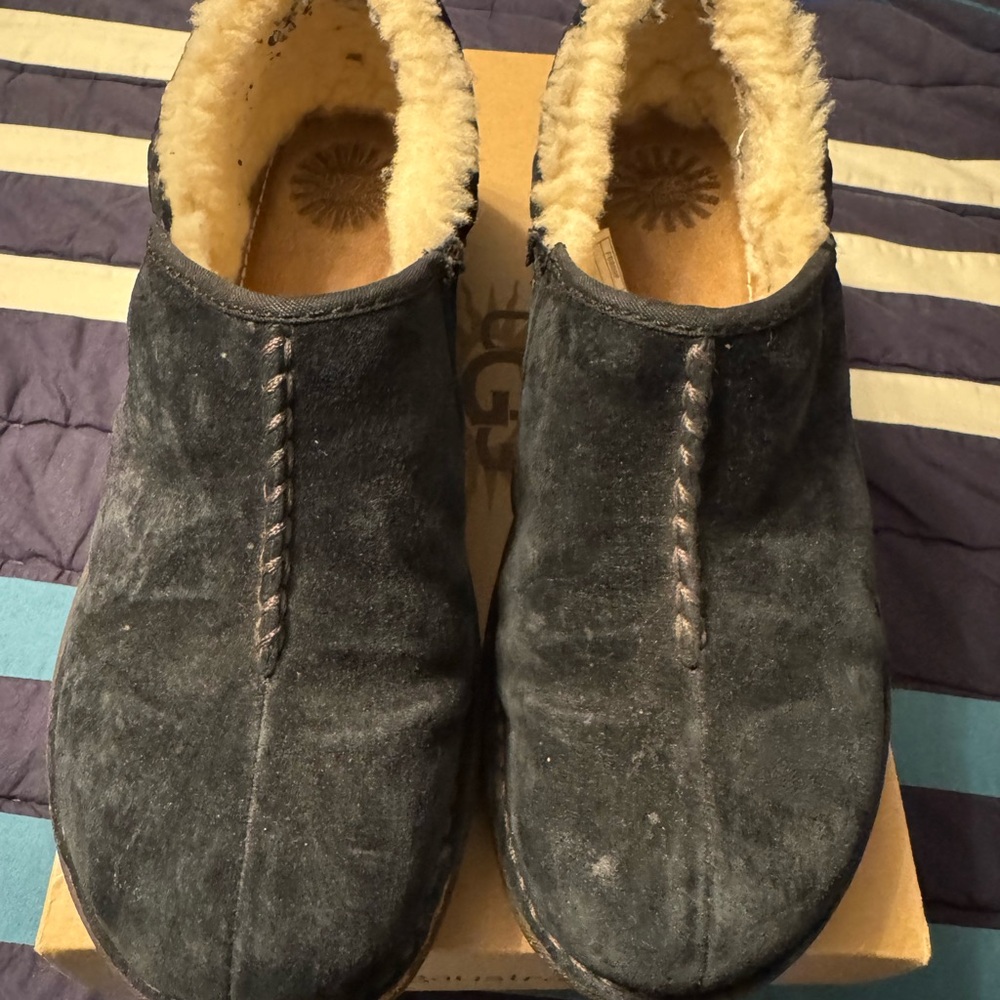 UGG Black Ankle Booties with Cream Lining